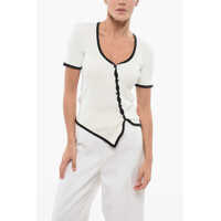 Cardigane Ribbed Ballota Cardigan With Contrasting Trims Femei