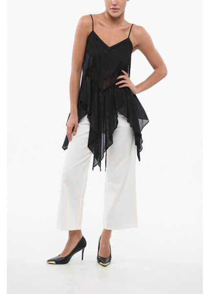 Bluze Pinko Asymmetrical Ailo Top With Fringes Black Femei (BM 17620066) 4