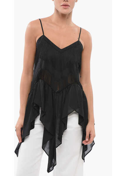 Bluze Pinko Asymmetrical Ailo Top With Fringes Black Femei (BM 17620066) 1