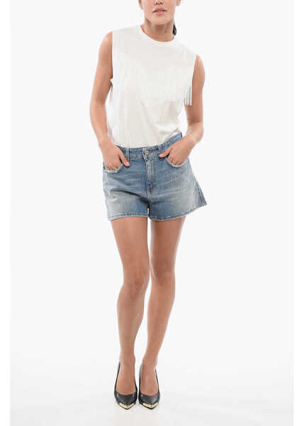 Pantaloni scurti Department Five Denim Jerry Shorts With Visible Stitching Blue Femei (BM 17620090) 4