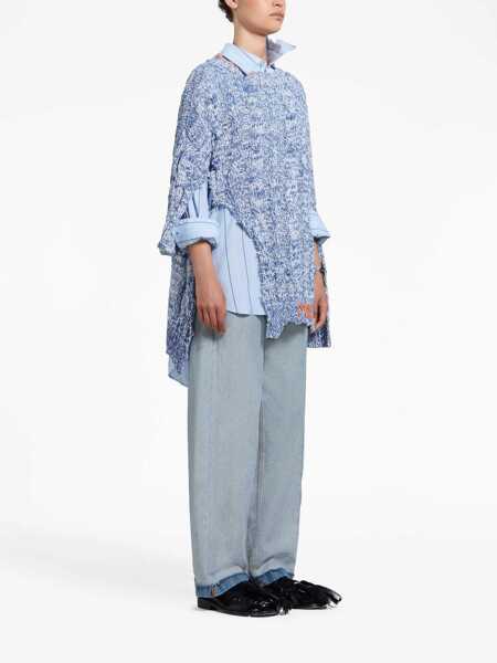 Pulovere casual Marni Cable Knit Wool Blend Moulin Pullover With Distressed Detai Blue Femei (BM 17620099) 2