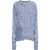 Marni Cable Knit Wool Blend Moulinè Pullover With Distressed Detai Blue