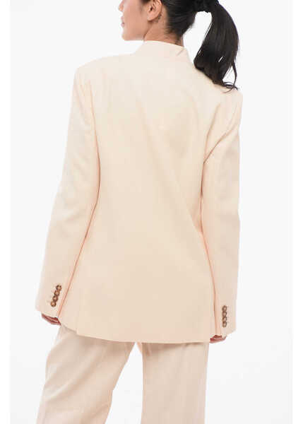 Sacouri Loulou Studio Solid Color Side Vents Lahari Double Breasted Blazer Pink Femei (BM 17620105) 2