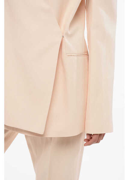 Sacouri Loulou Studio Solid Color Side Vents Lahari Double Breasted Blazer Pink Femei (BM 17620105) 3