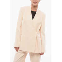 Sacouri Solid Color Side Vents Lahari Double Breasted Blazer Femei