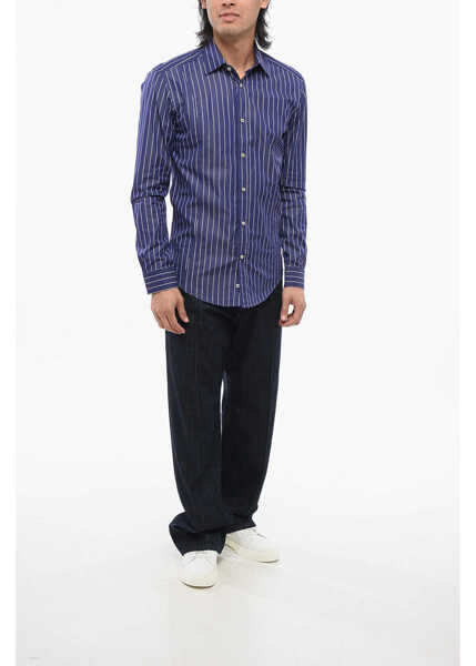 Camasi casual Brian Dales Striped Poplin Cotton Shirt Blue Barbati (BM 17620405) 4