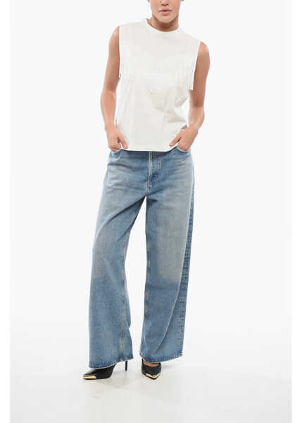 Bluze Pinko Cotton Twilight Top With Fringes White Femei (BM 17620420) 4