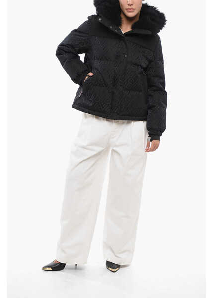 Geci de piele YVES SALOMON Monogrammed Ski Jacket With Fur Black Femei (BM 17620429) 4