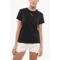 Tricouri Cotton Crew-Neck Trapani T-Shirt With Contrasting Hearts Femei