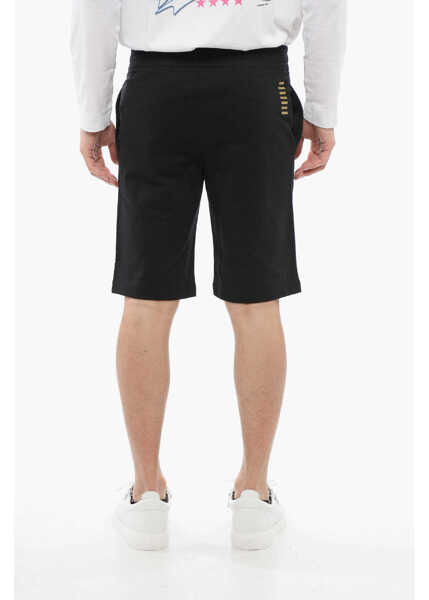 Pantaloni scurti Armani Ea7 Cotton Shorts With Lam Printed Logo Black Barbati (BM 17620657) 2