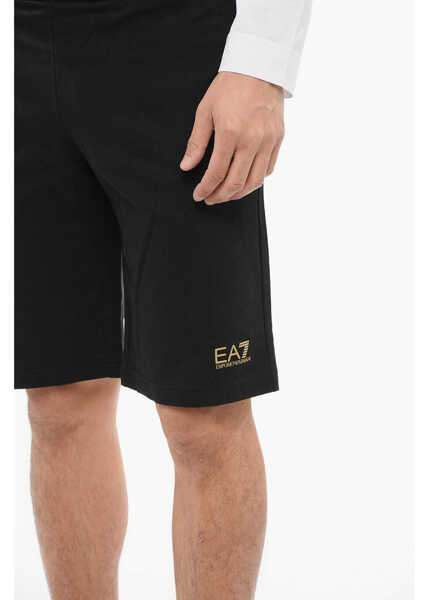 Pantaloni scurti Armani Ea7 Cotton Shorts With Lam Printed Logo Black Barbati (BM 17620657) 3