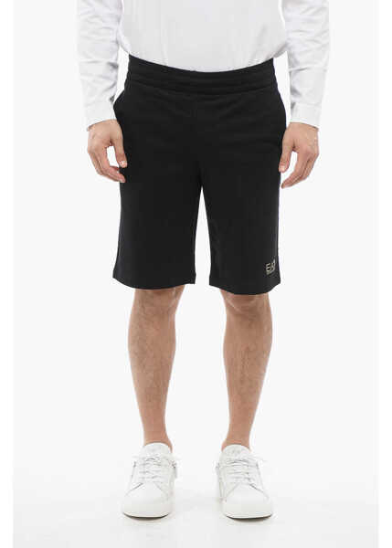 Pantaloni scurti Armani Ea7 Cotton Shorts With Lam Printed Logo Black Barbati (BM 17620657) 1