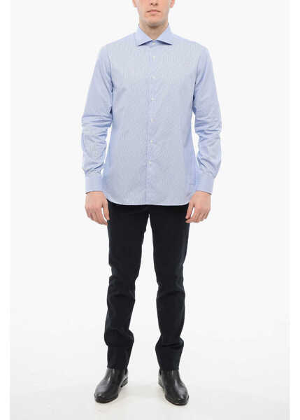 Camasi casual CORNELIANI Micro Checked Poplin Cotton Shirt Blue Barbati (BM 17620912) 3