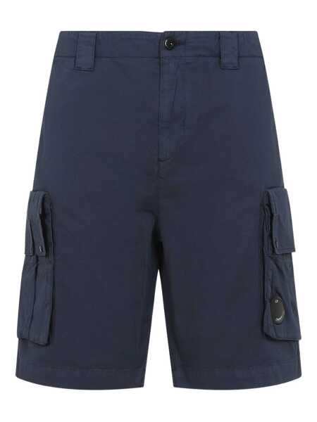 Pantaloni C.P. Company Blue Bermuda Pants With Belt Loops And Two Maxi Patch Pockets On The Side In Cotton Man BLUE Barbati (BM 17621364) 1