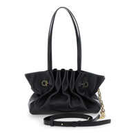 Genti de umar Black Crossbody Bag With Embossed Logo Lettering On The Front And Gancini In Leather Woman Femei