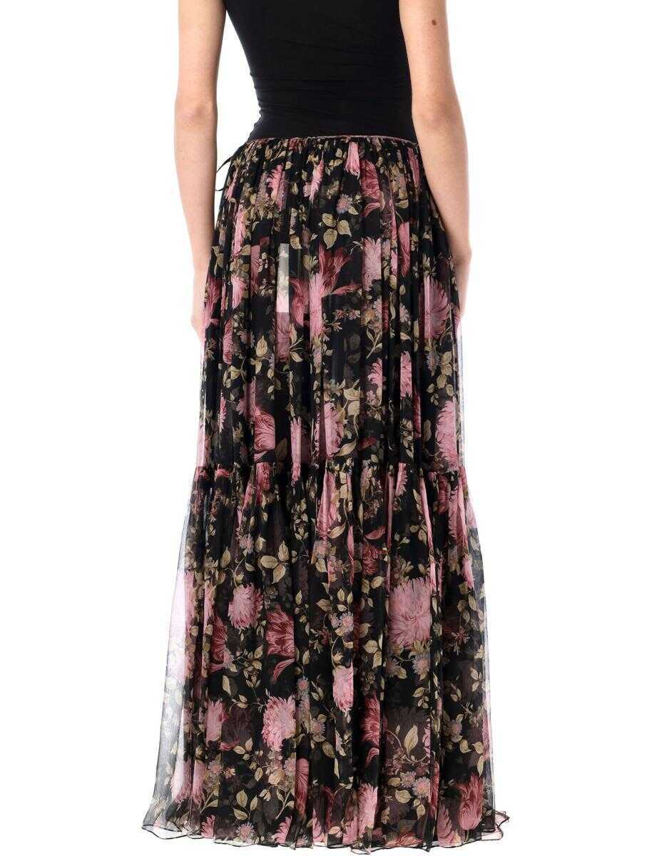 Fuste Chloe Chlo Gathered Maxi Skirt BLACK FLOWER Femei (BM 17621925) 2