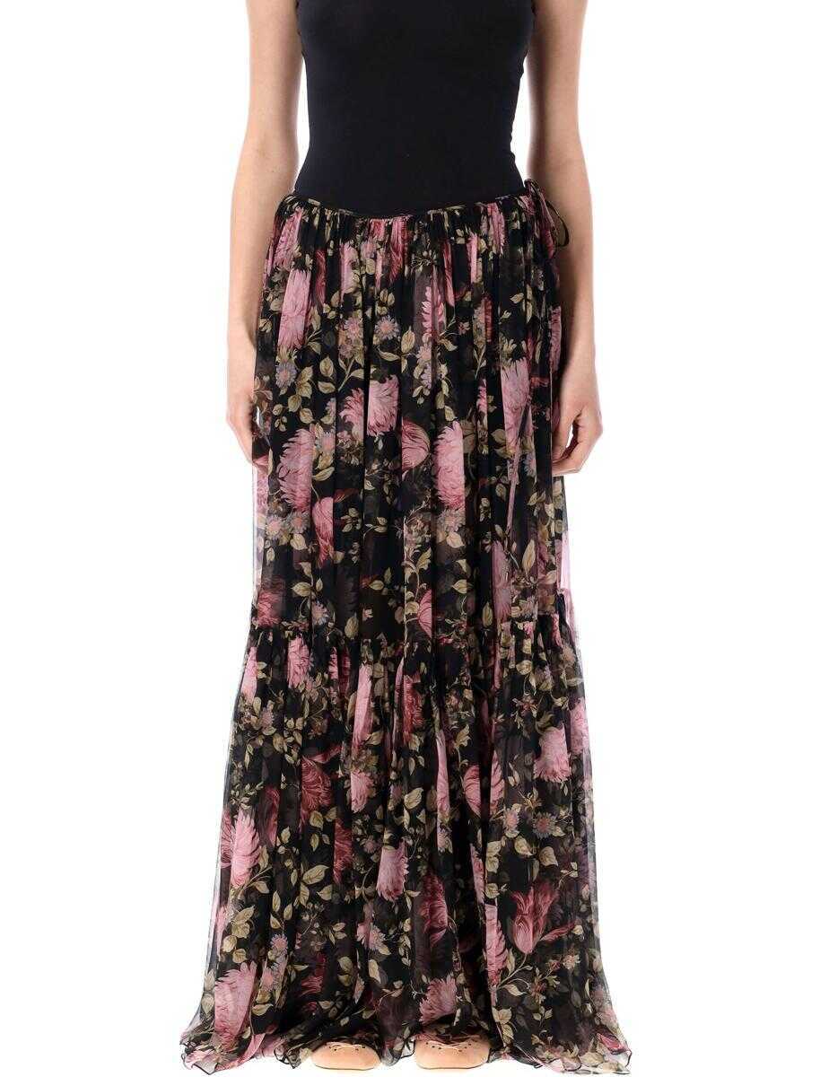Fuste Chloe Chlo Gathered Maxi Skirt BLACK FLOWER Femei (BM 17621925) 1