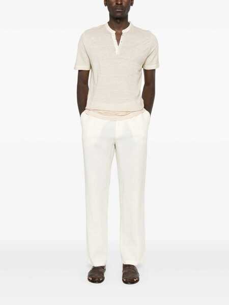 Tricouri 120 LINO 120 Lino T-Shirt Beige Barbati (BM 17623878) 2