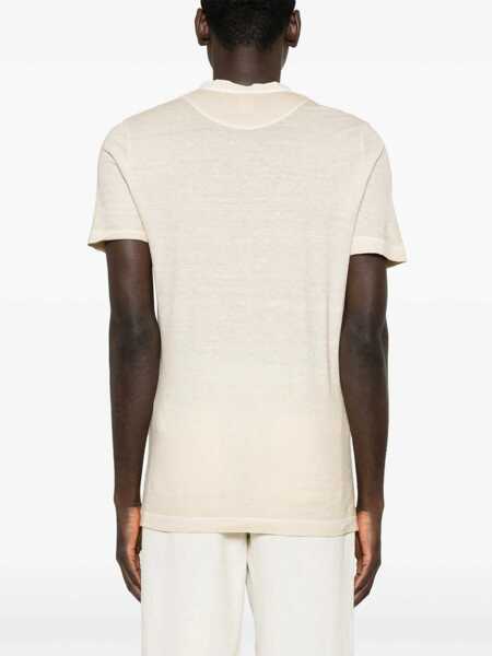 Tricouri 120 LINO 120 Lino T-Shirt Beige Barbati (BM 17623878) 3