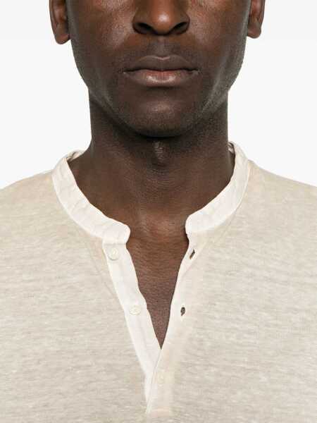 Tricouri 120 LINO 120 Lino T-Shirt Beige Barbati (BM 17623878) 4