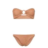 Costume de baie 'Gloria' Brown Bikini With Bandeau Design And Tonal Loops In Tech Fabric Woman Femei