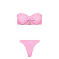 Costume de baie 'Tina' Pink Sleeveless Bikini With Rear Ruched Details In Tech Fabric Woman Femei