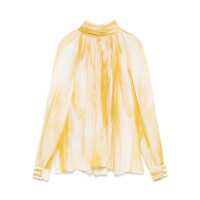 Bluze Elisabetta Franchi White And Mustard Yellow Blouse With Mock Neck Femei