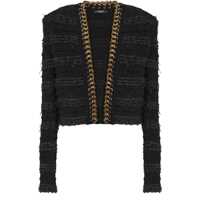 Geci Balmain Chains Details Side To Side Tweed Jacket Clothing Femei