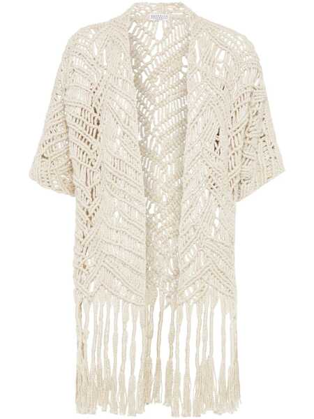 Cardigane Brunello Cucinelli Brunello Cucinelli Opera Dazzling Macram Cardigan Beige Femei (BM 17629803) 1