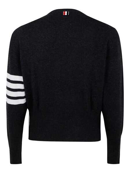Camasi Thom Browne Thom Browne Classic Crewneck Short Pullover With White 4 Bar Stripe In Cashmere Clothing GREY Barbati (BM 17629869) 2