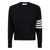 Thom Browne Thom Browne Classic Crewneck Short Pullover With White 4 Bar Stripe In Cashmere Clothing GREY