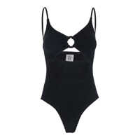 Costume de baie 'Crystal' Black Swimsuit With Tonal Loop And Cut-Out Detail On The Front In Tech Fabric Woman Femei