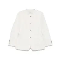 Geci White Oversize Collarless Jacket In Cotton Blend Woman Femei