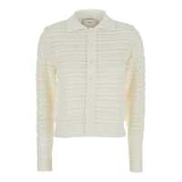 Cardigane White Cardigan With Spread Collar In Cotton Woman Femei