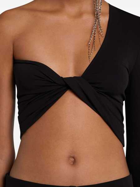 Bluze COURRGES One-shoulder crop-top Black Femei (BM 17632143) 5