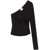 COURR&Egrave;GES One-shoulder crop-top Black