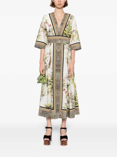 Rochii elegante ELIE SAAB Printed Cotton Midi Dress FOULARD40 PRINTED COTTON Green Femei (BM 17632293) 2