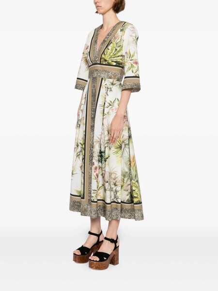 Rochii elegante ELIE SAAB Printed Cotton Midi Dress FOULARD40 PRINTED COTTON Green Femei (BM 17632293) 3