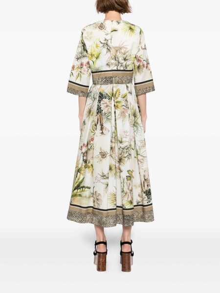 Rochii elegante ELIE SAAB Printed Cotton Midi Dress FOULARD40 PRINTED COTTON Green Femei (BM 17632293) 4