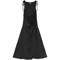 Rochii elegante GANNI SATIN BLACK LONG DRESS Femei