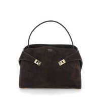 Genti de umar 'Hug' Brown Shoulder Bag With Logo Printed On Front In Suede Woman Femei