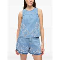 Topuri Ganni Dama - Topuri Ganni Ganni Broderie Denim Top BLUE Femei (BM 17637003) - B-mall.ro
