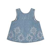 Topuri Ganni Broderie Denim Top Femei