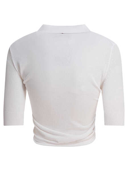 Tricouri Polo Max Mara Cropped short-sleeved polo shirt White Femei (BM 17639049) 2