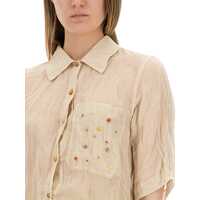 Imbracaminte Dama pagina 251 - Bluze ALYSI Cotton Gauze Shirt With Appliqus BEIGE Femei (BM 17639191) - B-mall.ro