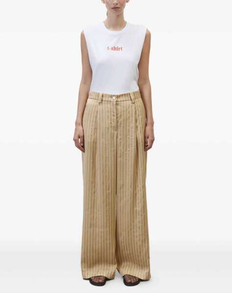 Pantaloni ALYSI Striped Satin Tailored Pants BEIGE Femei (BM 17639218) 2