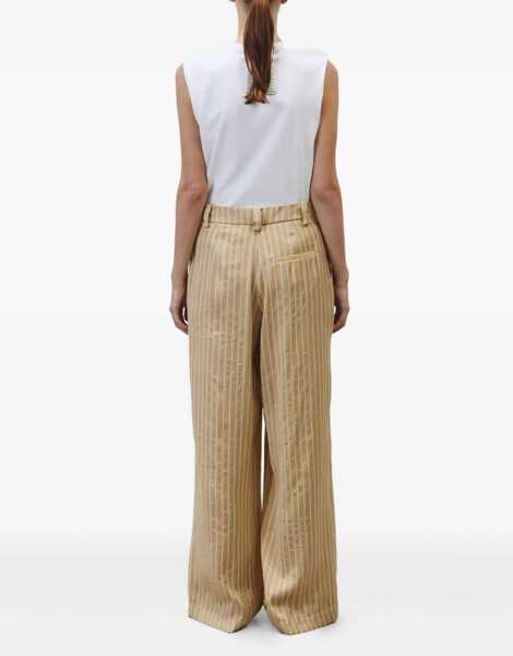 Pantaloni ALYSI Striped Satin Tailored Pants BEIGE Femei (BM 17639218) 3