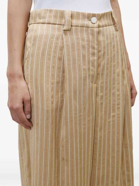 Pantaloni ALYSI Striped Satin Tailored Pants BEIGE Femei (BM 17639218) 4