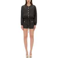 Salopete Short Silk Canvas Jumpsuit Femei