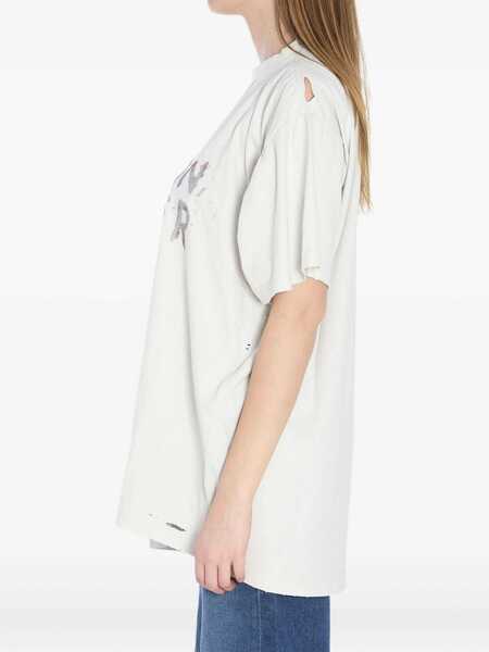 Tricouri Balenciaga Distressed Cotton Shirt WHITE Femei (BM 17639353) 2